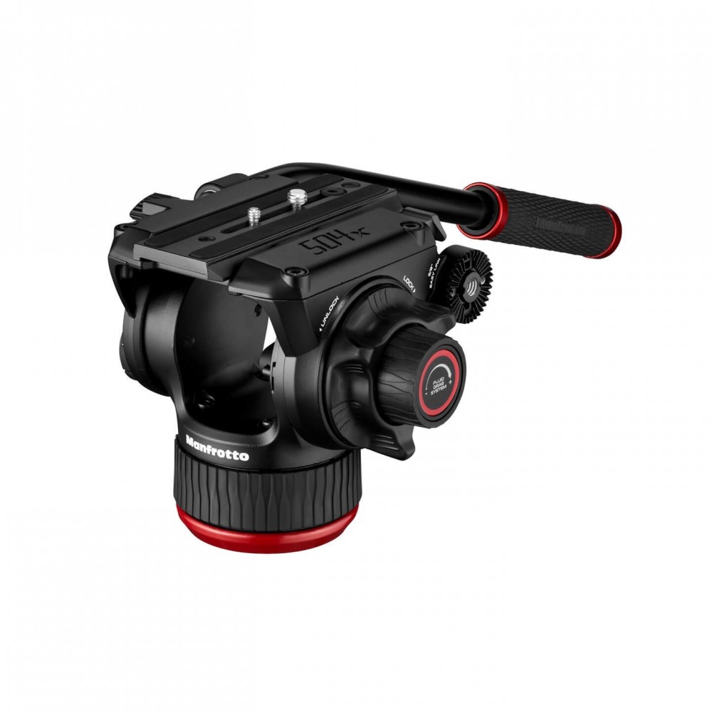 504X Video Head Manfrotto - 
Variable fluid Drag System on PAN &amp; TILT, performed by new fluid
4 steps counterbalance system 