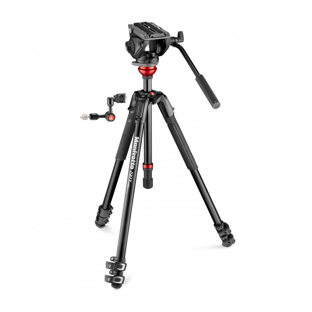 500 Fluid Video Head Flat Base with 190X Video Alu Tripod Manfrotto - 
500 video head flat base for greater versatility
Single l