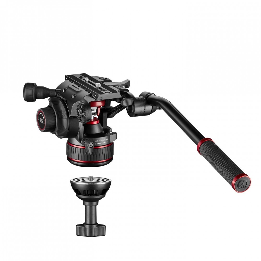 Twin Alu set with head 608 lower spread Manfrotto - 
Fluid video head with continuous counterbalance system (0-8 Kg)
Variable co