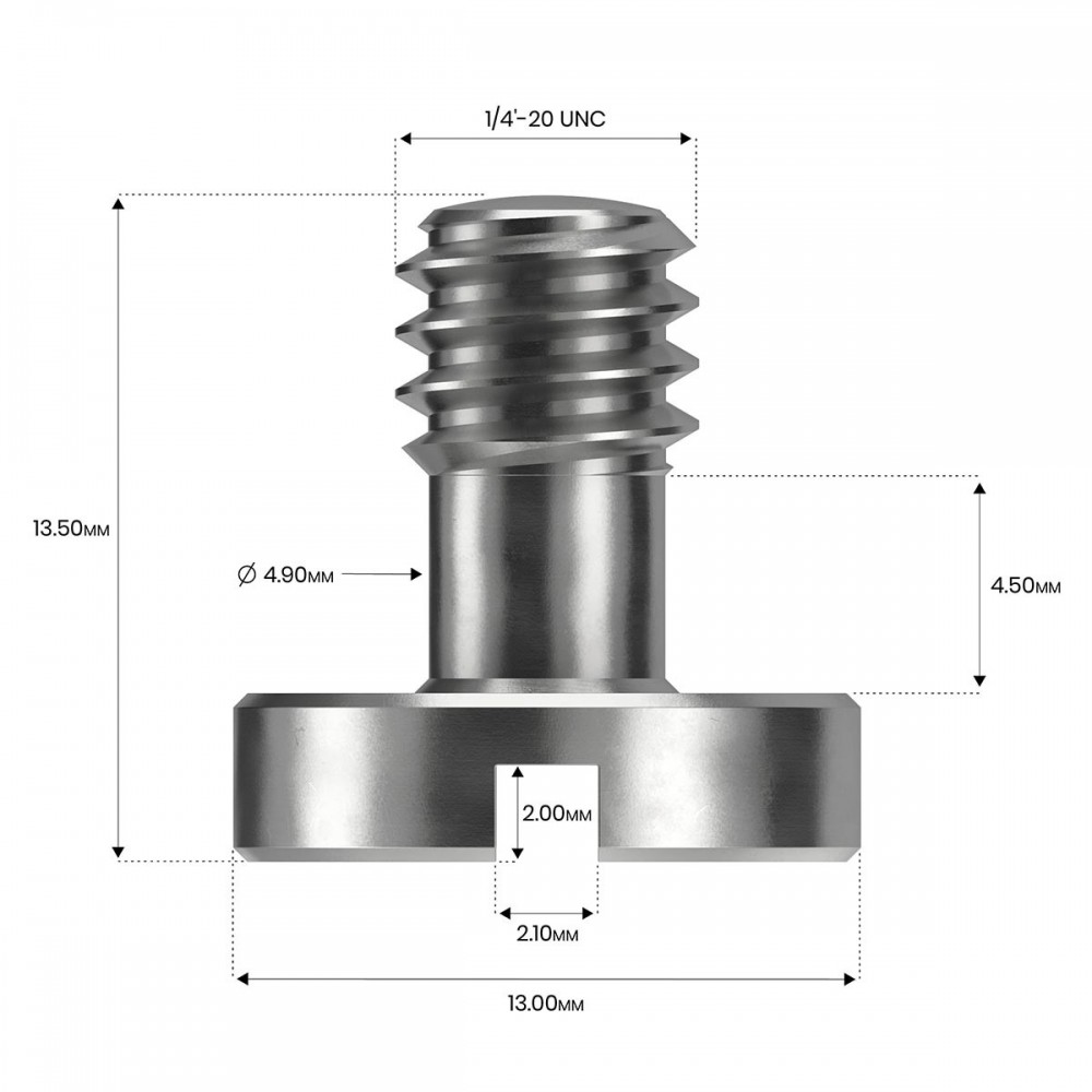 1/4"x20 Slotted Screw - Camera Fixing Screw 8Sinn - Key features:

Stainless steel
Size&amp;thread pitch: 1/4"x20
Slotted socket