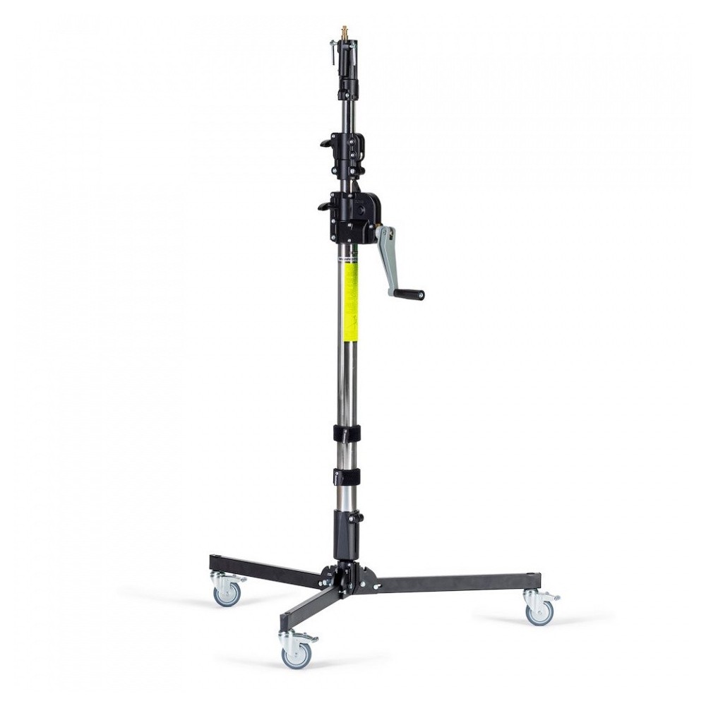 Low Base 3-Section Wind Up Stand Manfrotto - Geared centerpost steel stand
Provided with one levelling leg for stability on unev