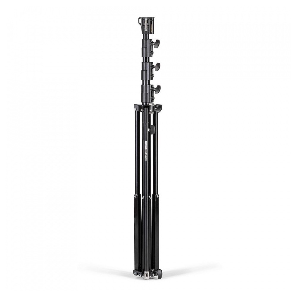 Schwarzes Aluminium 4-teilig Super Stand 1 Nivellierbein Manfrotto - Stabil und sicher durch doppelte Beinverstrebung Kommt mit 