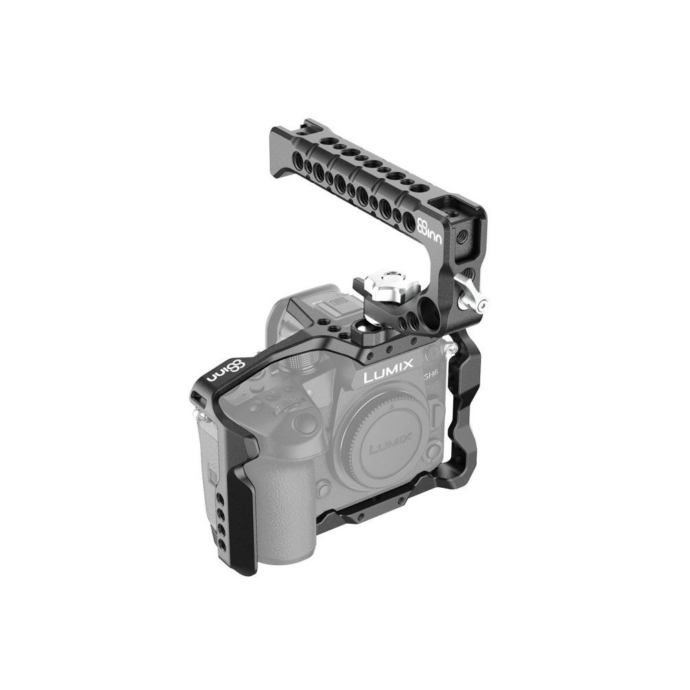 Panasonic GH6 Cage 8Sinn - - 1/4" mounting points- Arri locating point (3/8" mounting point on top)- M4 threads (top front, bott