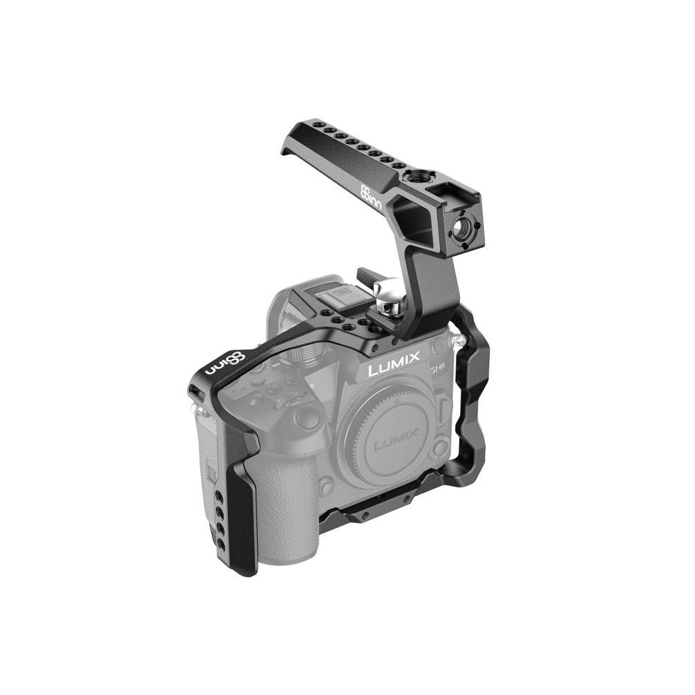 Panasonic GH6 Cage 8Sinn - - 1/4" Befestigungspunkte- Arri-Aufnahmepunkt (3/8" Befestigungspunkt oben)- M4-Gewinde (oben vorne,