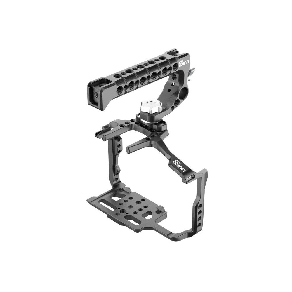 Panasonic GH6 Cage 8Sinn - - 1/4" Befestigungspunkte- Arri-Aufnahmepunkt (3/8" Befestigungspunkt oben)- M4-Gewinde (oben vorne,