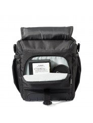 Adventura SH 140 II Lowepro - 
Fits compact DSLR with kit lens and extra lens or flash
Adjustable divider system in main compart