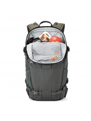 Flipside Trek BP 350 AW Grey Lowepro - 
Carries a DSLR camera kit with extra lenses and a 10'' tablet
Flipside body-side access 