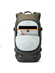 Flipside Trek BP 350 AW Grey Lowepro - 
Carries a DSLR camera kit with extra lenses and a 10'' tablet
Flipside body-side access 