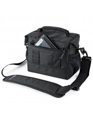 Nova 160 AW II Black Lowepro - 
Fits DSLR with attached 17-85mm lens plus 1-2 additional lenses
All Weather AW Cover™, water res