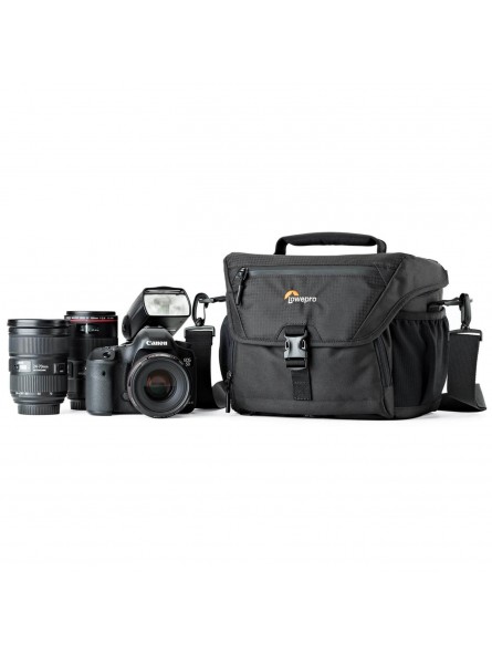 Nova 180 AW II Black Lowepro - 
Fits Pro-depth DSLR &amp; attached 24-105mm lens, 3-4 extra lenses
All Weather AW Cover™, water 