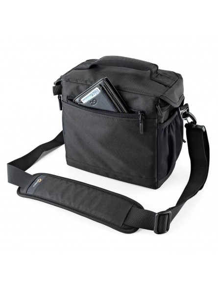 Nova 170 AW II Black Lowepro - 
Fits DSLR with attached 24-105mm lens, 1-2 extra lenses &amp; flash
All Weather AW Cover™, water