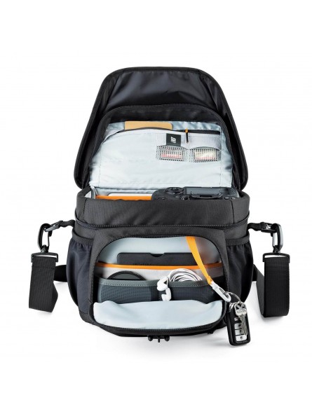 Nova 180 AW II Black Lowepro - 
Fits Pro-depth DSLR &amp; attached 24-105mm lens, 3-4 extra lenses
All Weather AW Cover™, water 