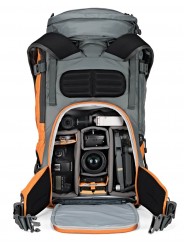 Powder BP 500 AW Grey/Orange Lowepro - 
Fits Standard DSLR and Pro Mirrorless cameras and lenses
Secure, body-side access
50% of