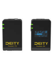 Pocket Wireless Black Deity Microphones - 
Lightweight and Ultra Compact
Locking 3.5mm Mic Input
Up to 175ft Range*
Guard Rail™ 