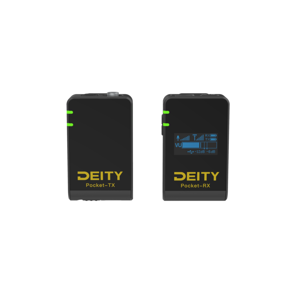 Pocket Wireless Black Deity Microphones - 
Lightweight and Ultra Compact
Locking 3.5mm Mic Input
Up to 175ft Range*
Guard Rail™ 