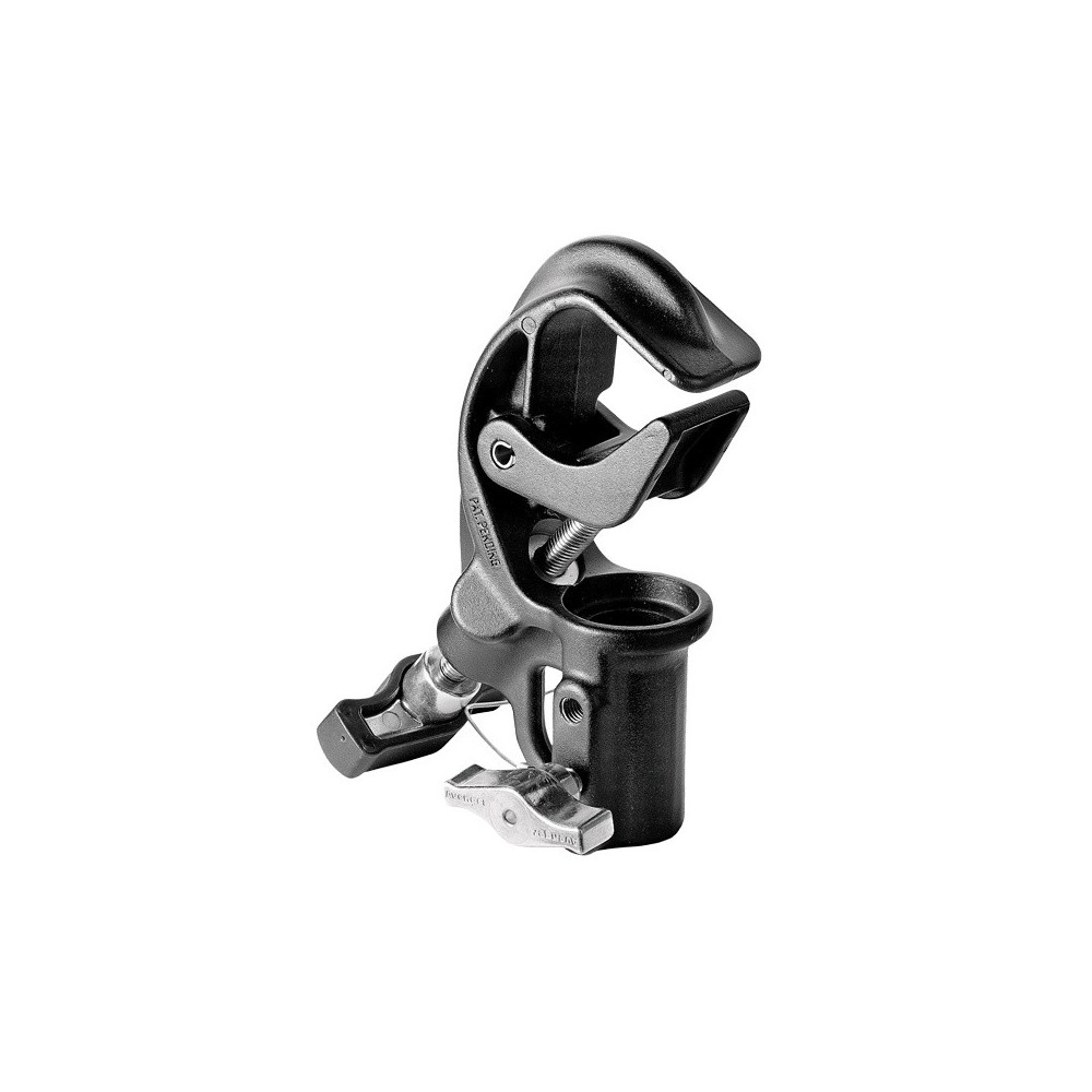 Schnellspannklemme Junior mit 28 mm Buchse Avenger - 
Tragfähigkeit: 100kg
Rohrgröße 40-70mm
Geliefert mit gepolstertem