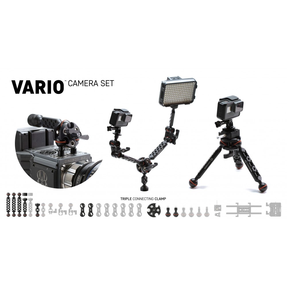Vario Kamera Set Slidekamera - Mehrzweck-Montagelösung für Kameraausrüstung. Es ist wie LEGO für große Jungs.Video: https://vime