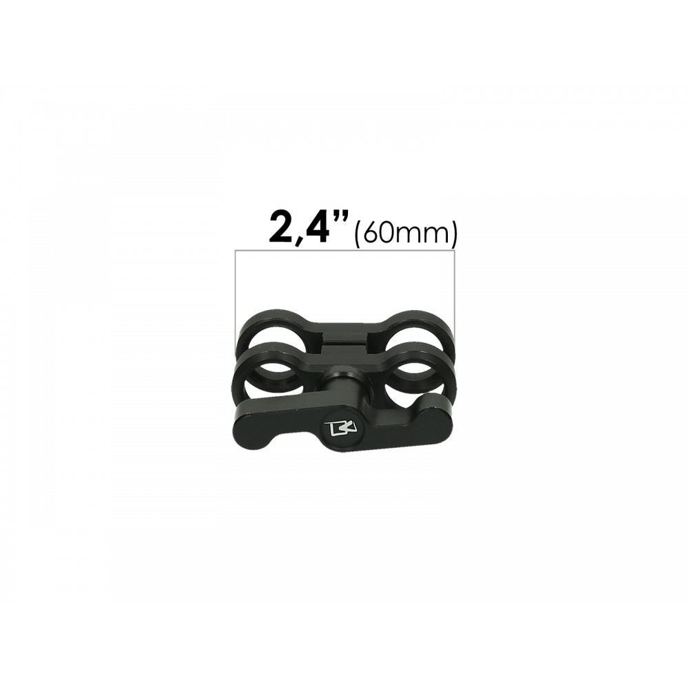Vario-Verbindungsklemme Slidekamera - Gesamtlänge: 60mm (2,4")Farbe: schwarzMaterial: harteloxiertes Aluminium 1