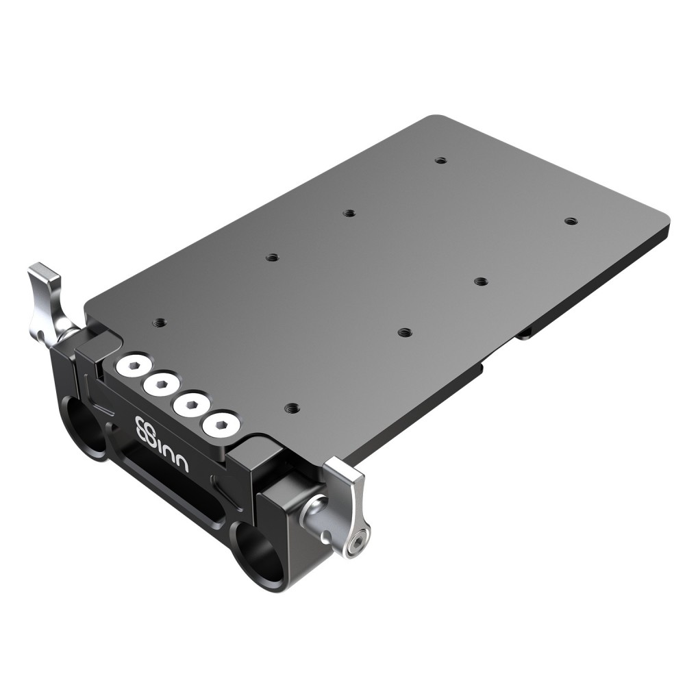 Battery Mounting Plate with 15mm Rod Clamp 8Sinn - Key features:- 3x8 mounting points,- 3 cold shoe mounts,- 15MM rod compatible