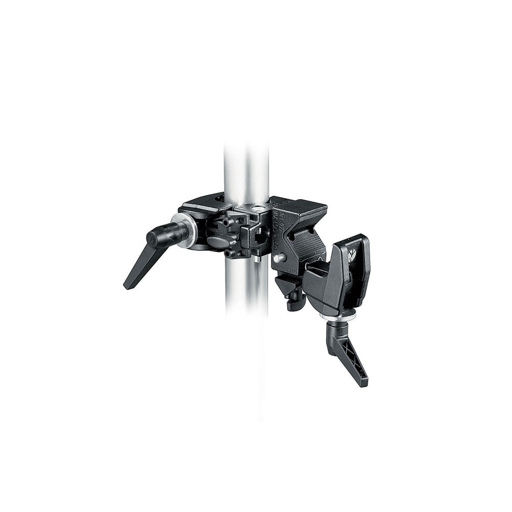 Double Super Clamp Manfrotto - Made of die-cast aluminum, joined together at an angle of 90 degrees
Securely attached to pipes w
