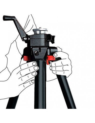 Schwarzes TRIAUT-Stativ Manfrotto - 
Beine einzeln oder gleichzeitig auslösen
Jeder Winkel ist separat einstellbar für totale