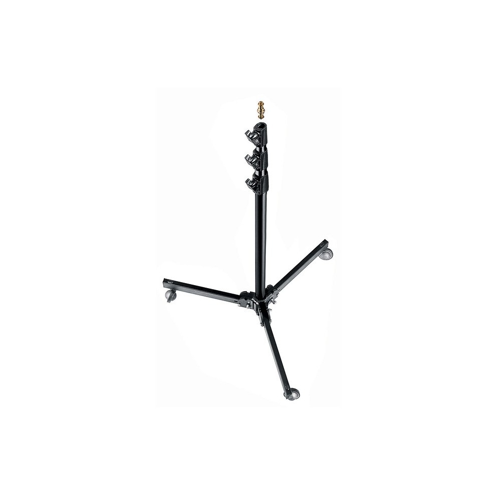 Black Baby Studio Stand Manfrotto - 
Black steel base, silver anodized aluminium sections
Supplied with wheels
Three sections, t