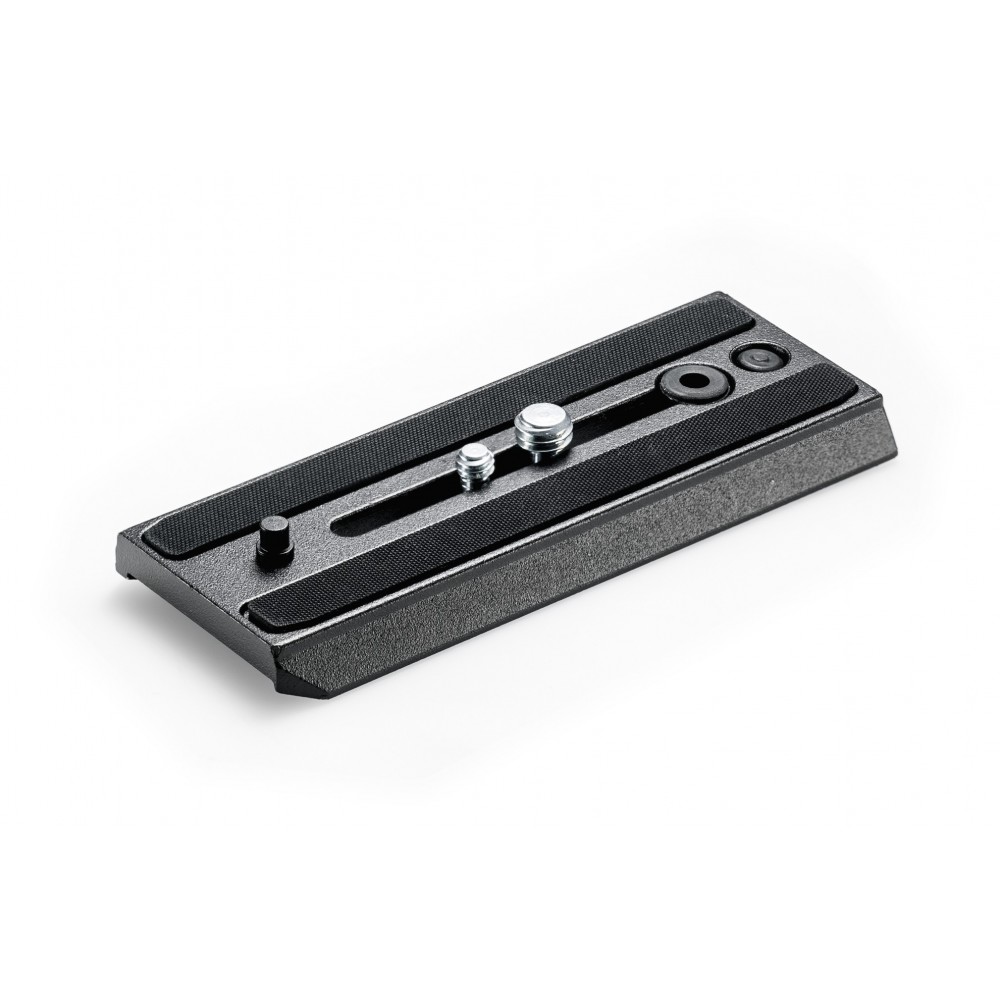 Video Camera Plate Manfrotto - 
Made in aluminum
1/4'' and ¼’’ to 3/8''adapter included
Removable Anti-Rotation Pin
Rubber Grip 