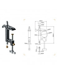 Quick-Release Clamp Manfrotto - 
Very versatile clamps thanks to the multiple attachment options
Works on round, square and rect