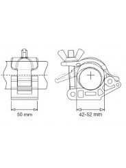 Eye Coupler MP w/Baby Receiver, 42-52mm/1.65-2.04inØ Avenger - 
Joined twin MP couplers free to swivel a full 360° radius
Jaws c