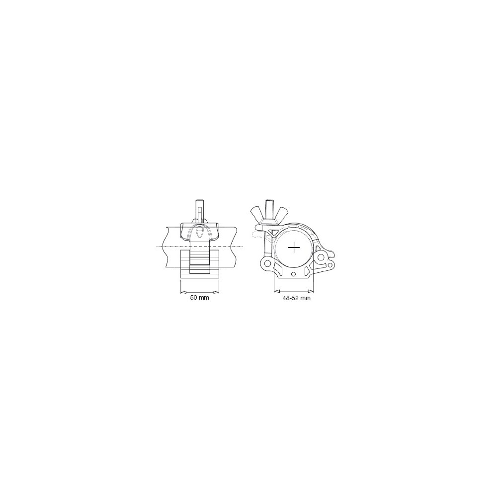 Augenkupplungsklemme LP Twin, fest, 48-52 mm Ø Avenger - Maximale Belastung: 300 kg Zwillingskoppler 90° fixiert 2