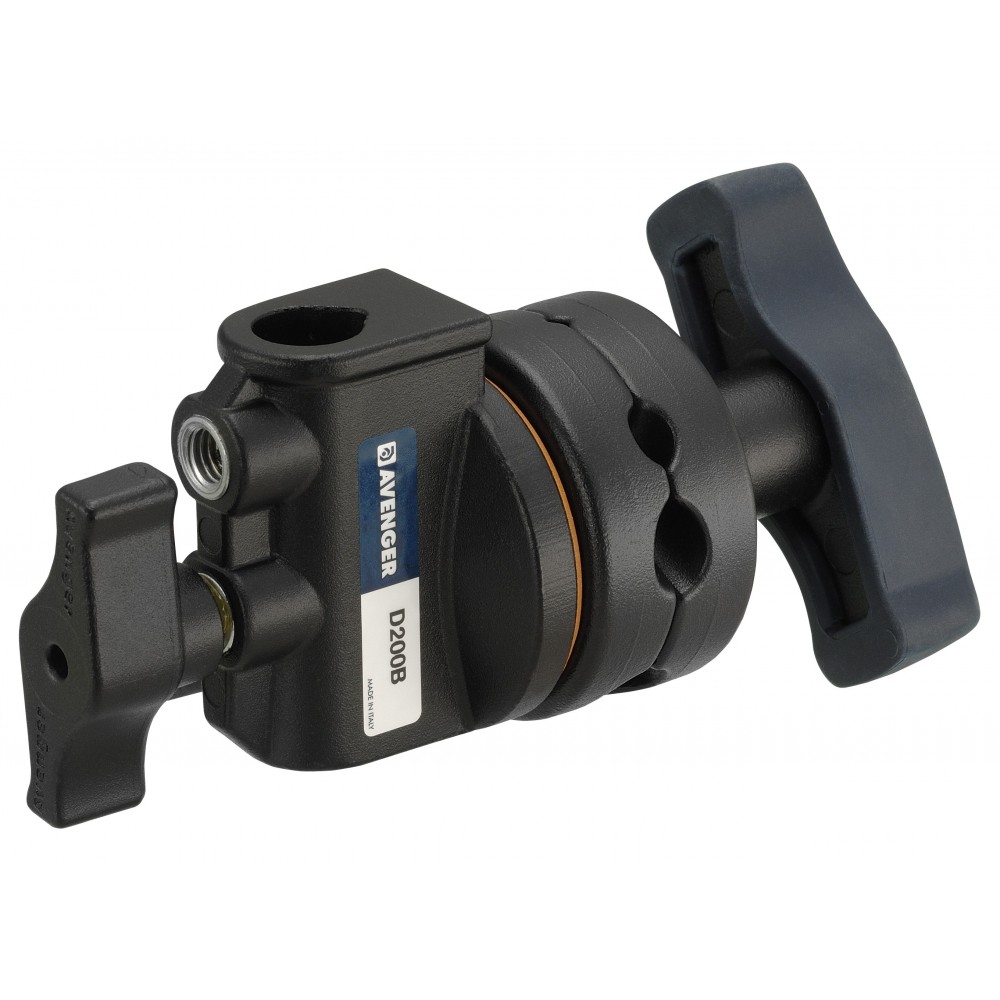 Grip Head 2.5in Black w/16mm/ 5/8in Receiver, T-Knob Avenger - 
Black 2.5'' grip head holds arms &amp; light shapers on C-Stands