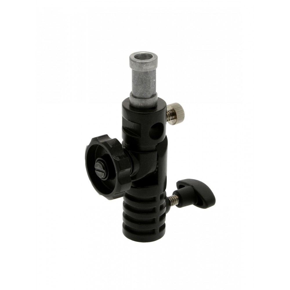 Tilthead (with Spigot) Lastolite by Manfrotto - 
Ratchet locking knob
Strong metal construction
Accepts umbrella shafts up to 8m