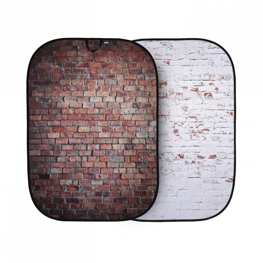 Urban Collapsible 1.5x2.1m Classic Red/Distressd White Brick Lastolite by Manfrotto - 
2in1 background features a reversible des