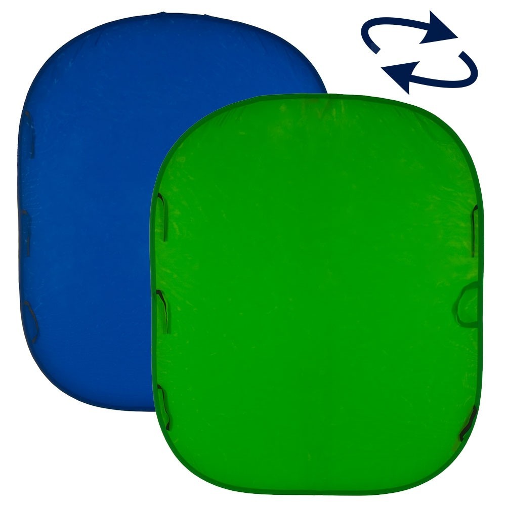 Zusammenklappbarer Hintergrund 1,5 x 1,8 m Chromakey Blau/Grün Lastolite by Manfrotto - Beidseitig Tragbar und schnell aufgebaut