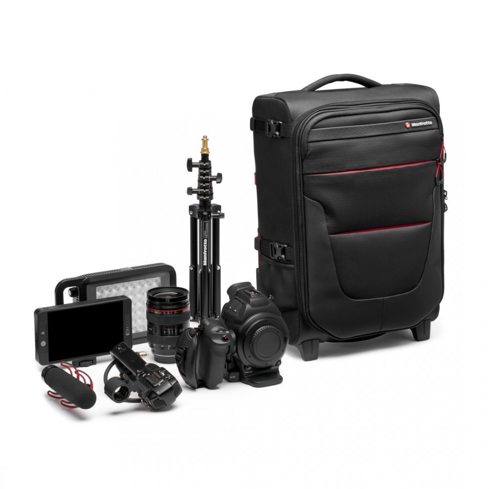 Pro Light Reloader Air-55 carry-on camera roller bag Manfrotto - 
Fits a Pro DSLR with 400/2.8 plus 3 lenses
Outer made from Pro