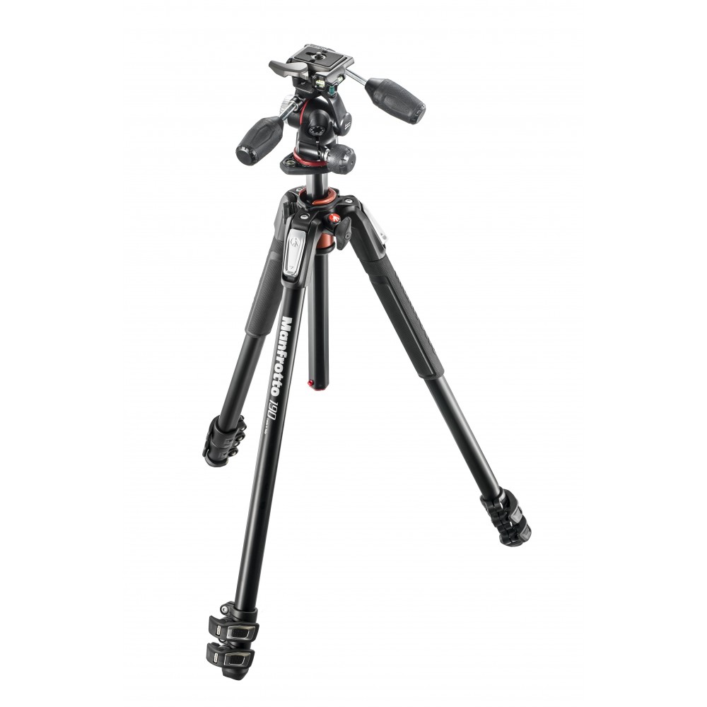 190 aluminium 3-section tripod with head Manfrotto - 
Quickly switch from vertical to horizontal operation
Rigid and quick to ex