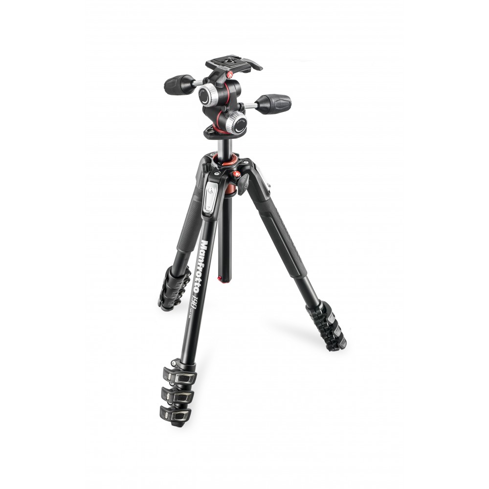 190 Aluminium 4-Section Tripod with head Manfrotto - 
Shoot from new perspectives thanks to the 90° column system
Effortless set